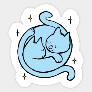 two cats curled up in an embrace Sticker